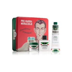 Професійний набір для гоління: крем перед, крем для та крем після гоління з екстр ментолу та евкаліпту Proraso Vintage Selection Gino Refreshing 100/150/100ml