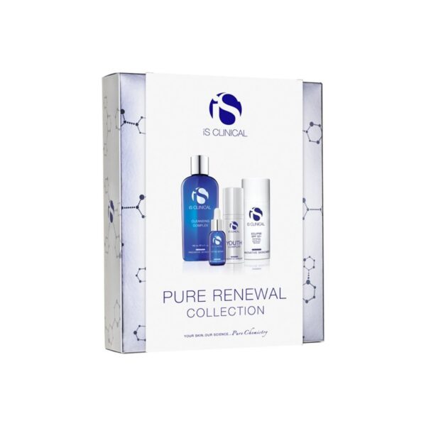 Набір для омолодження IS CLINICAL Pure Renewal Collection з 4 продуктами: гель, багатофункціональна сироватка, омолоджувальний крем, сонцезахисний крем