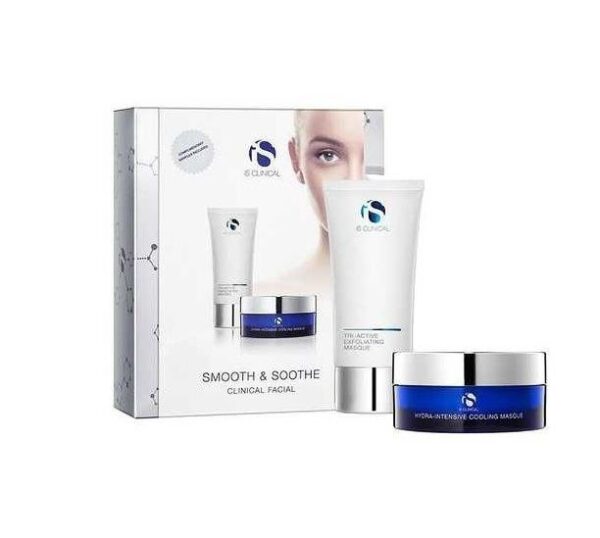 Набір Оксамитова шкіра iS CLINICAL Smooth Soothe Clinical Facial містить ензимну Tri-Active Exfoliating та зволожувальну, освіжувальну маску Hydra-Intensive Cooling