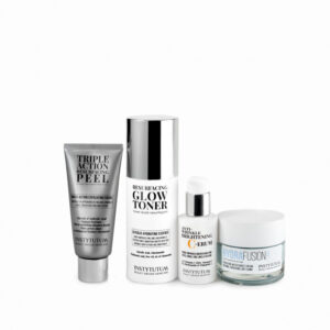 Набір Instytutum ПРОТОКОЛ БАЗОВИЙ ДОГЛЯД (Тонер з гліколевою та гіалурон. кислотами, Суперконцентрований серум з вітаміном С, Ультра зволожувальний крем-гель, Пілінг потрійної дії, шопер)