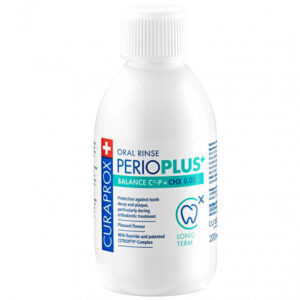 Ополіскувач для порожнини рота, що містить хлоргексидин 0,05%, CITROX, фторид натрію 230ppm, ксіліт, PVP/VA, полілізін Curaprox Perio Plus Balance 200ml