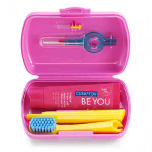 Дорожній набір рожевий (дорожня зубна щітка CS 5460, зубна паста Be You Gin Tonik 10ml, міжзубні йоржики CPS Prime 07 і 09) Curaprox Be You Pink