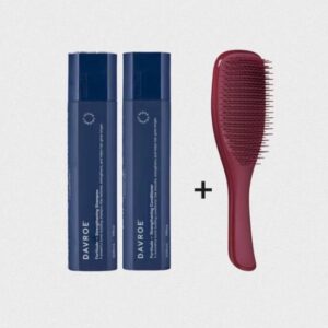 Акція Зміцнювальний набір для волосся (шампунь 325 мл, кондиціонер 325 мл, розчіска tangle teezer, пакет подарунковий) Davroe Fortitude Strengthening