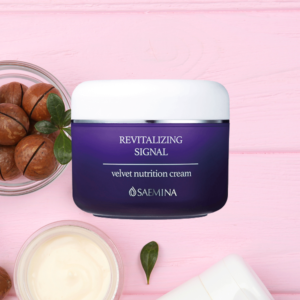 Відновлювальний крем з екстрактом макадамії, аргановою олією, вітаміном Е, соком алое вера Newland All Nature Saemina Revitalizing Signal Velvet Nutrition Cream 35g
