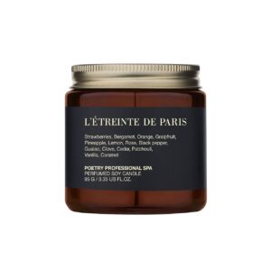 Свічка для масажу з ароматом апельсина, бергамоту, ванілі, пачулі, полуниці, троянди та чорного перцю POETRY HOME L’etreinte De Paris 95g