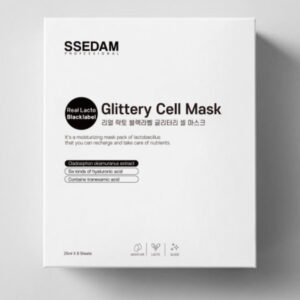 Тканинна антибактеріальна напівгелева маска з екзосомами молочнокислих бактерій, екстактами вівса та морських водоростей SSEDAM Glittery Cell Mask 25ml
