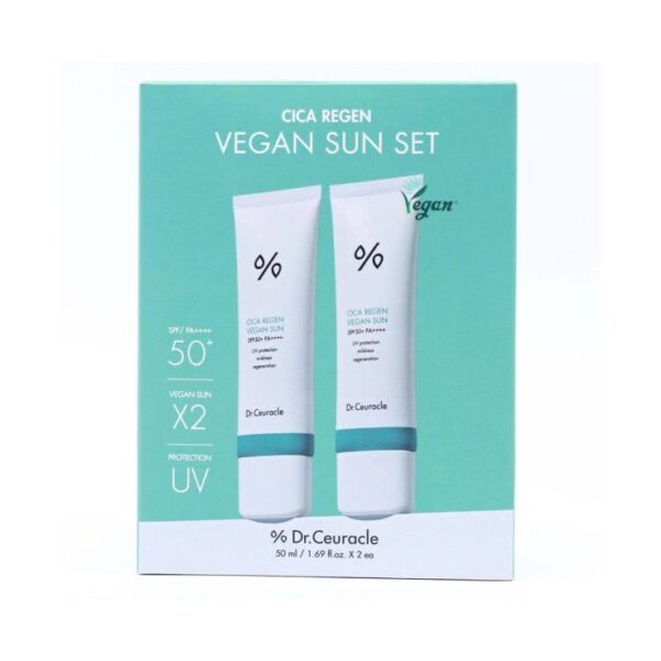 Набір сонцезахисних кремів з центеллою SPF 50+/PA++++ Dr.Ceuracle Cica Regen Vegan Sun Duo Set