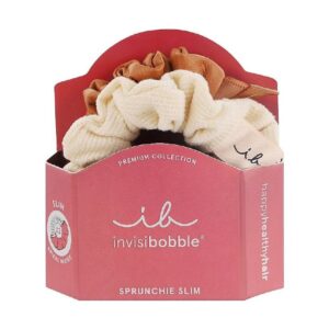 Резинка-браслет для волосся білий, шкіряний Invisibobble Sprunchie Slim Premium Creme De Caramel 2шт