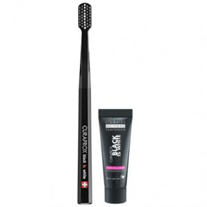 Набір Відбілююча зубна паста Black is White 10мл + щітка Ultra Soft CS5460 Curaprox