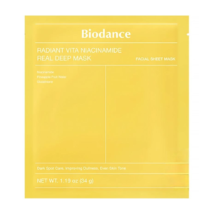 Гідрогелева освітлювальна маска з вітаміном С, ніацинамідом, екстрактами ананасу, дині Biodance Radiant Vita Niacinamide Real Deep Mask 34g