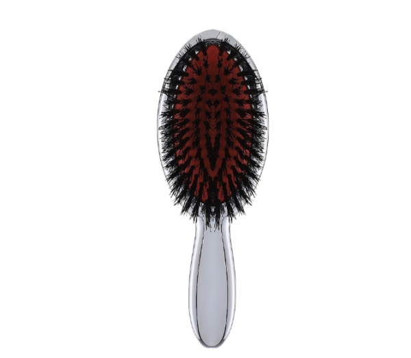 Щітка для волосся з натуральним ворсом JANEKE CHROMIUM HAIR BRUSH CRSP24M S срібло з чорним
