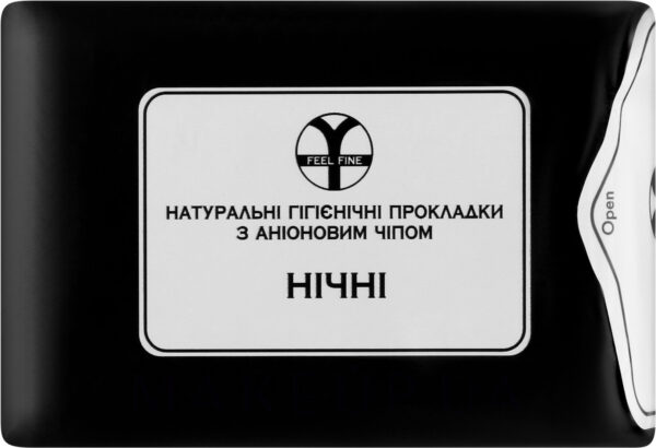 Нічні жіночі натуральні гігєнічні прокладки без ароматизаторів, що містить у складі бавовну, аніони, айрлайд, довжина 285мм Feel Fine 8шт