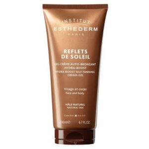Крем-гель для автозасмаги містить Cellular Water, DHA  Institut Esthederm Reflets De Soleil Face And Body Self-Tanning Cream-Gel 200ml