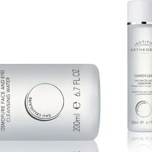Міцелярна вода містить SBS (екстракт пеумуса, фруктові олігосахариди), CW (мінеральні солі, АТФ, карнозин) Institut Esthederm Osmoclean Eau Micellarie Оsmopure 200ml
