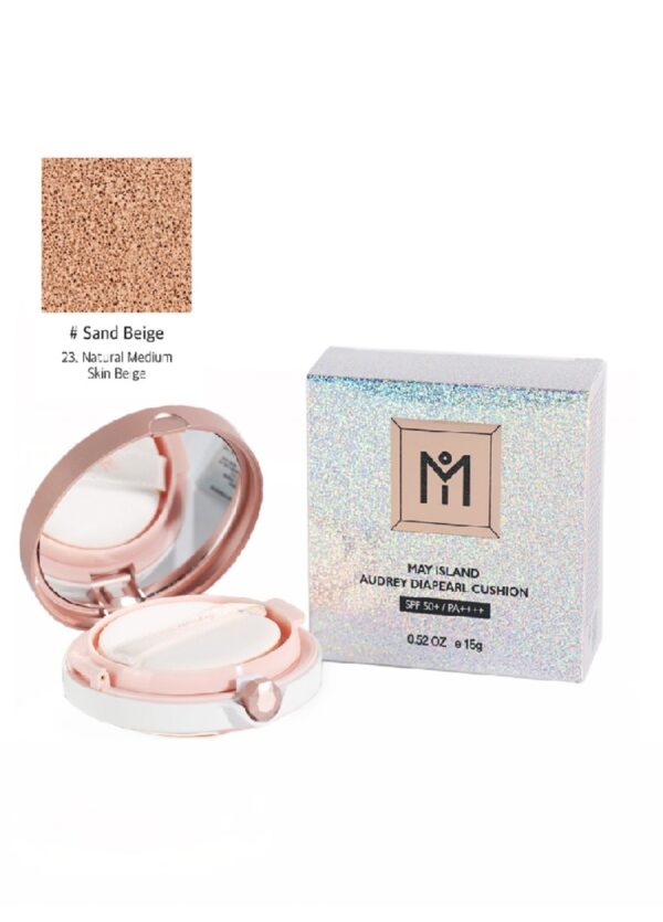 Зволожуючий кушон з ефектом сяяння шкіри May Island Audrey Diapearl Cushion SPF50+ PA++++ #23 Sand Begie 15 г