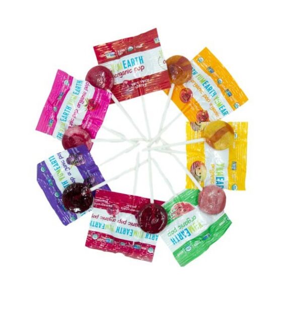 Органічні вітамінізовані льодяники без глютену зі смаками гранат, кавун, полуниця, виноград, вишня Earth Yum Organic Pop, 10 шт