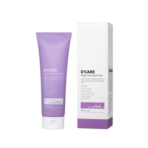Проф маска для пошкодж волосся з натурал екстр і оліями, протеїнами та компл амінокислот Dr. Scalp D. Care Repair Hair Mask Pack 230ml