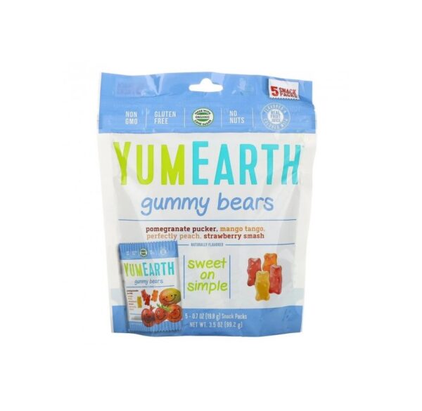 Органічні жувальнi цукерки без глютену зі смаками гранат, манго, персик, полуниця YumEarth, Gummy Bears