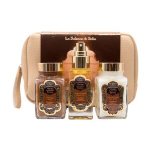 Набір догляду за тілом (олія 50мл, масло каріте 100мл, скраб 100мл) La Sultane De Saba Trousse Voyage Sur La Route Des Epices Ayurvedigue Gift Set