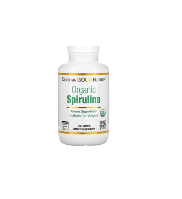 Харчова добавка органічна спіруліна California Gold Nutrition, Organic Spirulina, USDA Certified, 500 mg, 720 Tablets