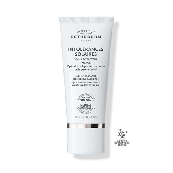 Крем для обличчя при сонячній непереносимості з CW (карнозин, клітинна вода) GCP (вітамін Е, соєві протеїни) Institut Esthederm Intolerance SPF50 50ml