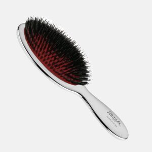 Щітка для волосся з натуральним ворсом JANEKE CHROMIUM HAIR BRUSH CRSP23M XL срібло з чорним