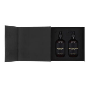 Подарунковий набір містить гель для душу та лосьйон для тіла POETRY HOME Smooth Skin Black Box