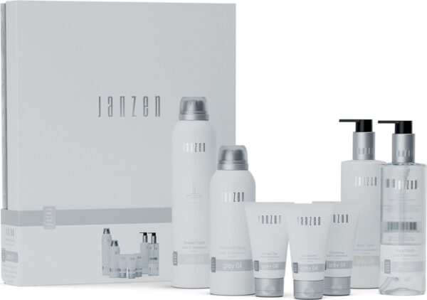 Подарунковий набір Впевнені Моменти з 7 засобами для догляду JANZEN Confident Moments Grey 04 Cedar Sandalwood