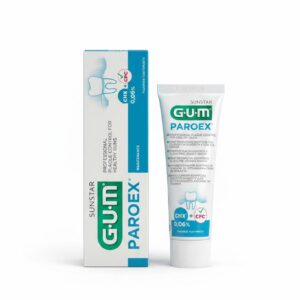 Зубна паста містить хлоргексидин диглюконат, цетилпіридиній хлорид, вітамін Е, алое вера, провітамін В5 GUM Paroex Maintenance 0.06% 75ml