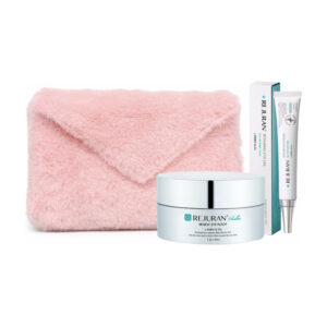 Косметичний набір (відновлювальний гель навколо очей, гелеві патчі під очі, косметичка-конверт рожева) REJURAN Glow Eye Set