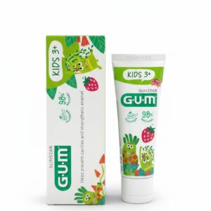 Зубна паста-гель для дітей з фтором, ізомальтом, фторидом натрію Полуничний смак GUM Kids 3+ 50ml