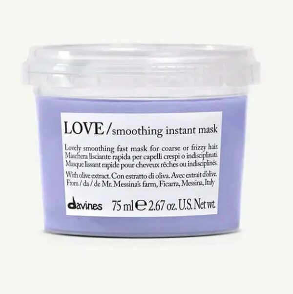 Маска для миттєвого розгладження та надання м'якості волоссю з екстрактом оливи та олією бабасу Davines LOVE Smoothing Instant Mask 75ml