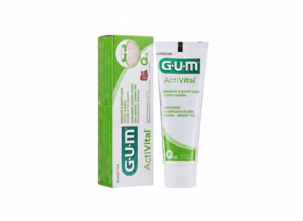 Зубна паста з антиоксидантами, коензимом Q-10, екстрактом граната, імбиру, натрієм фторидом 0,32% GUM Activital 75ml