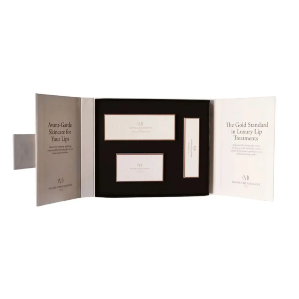 Розкішний подарунковий набір для губ Monica Heiligmann Lip Perfecting Set (нічна маска, блиск, бальзам для глибокого зволоження та відновлення, сумка)