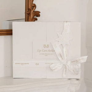 Розкішний подарунковий набір для губ Monica Heiligmann Lip Perfecting Set (нічна маска, блиск, бальзам для глибокого зволоження та відновлення, сумка)